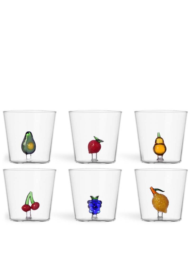 Ichendorf Milano Fruits and Flowers glass tumblers (set of six) - White von Ichendorf Milano