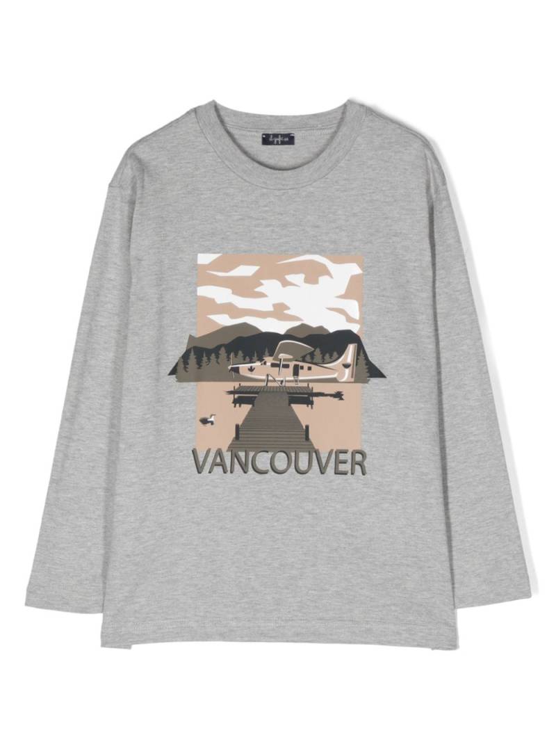 Il Gufo Vancouver-print mélange-jersey T-shirt - Grey von Il Gufo