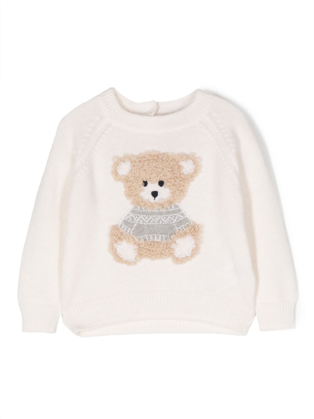 Il Gufo bear-appliqué wool jumper - Neutrals von Il Gufo