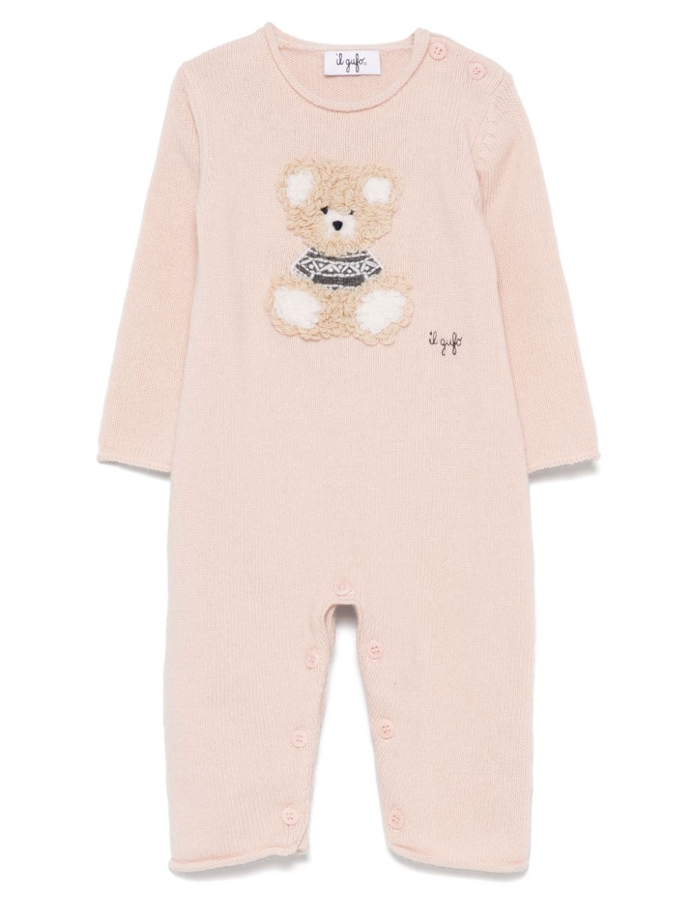 Il Gufo bear-motif romper - Pink von Il Gufo