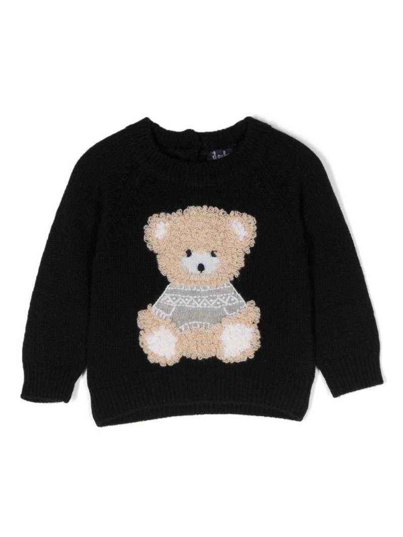 Il Gufo bear-motif virgin wool jumper - Black von Il Gufo