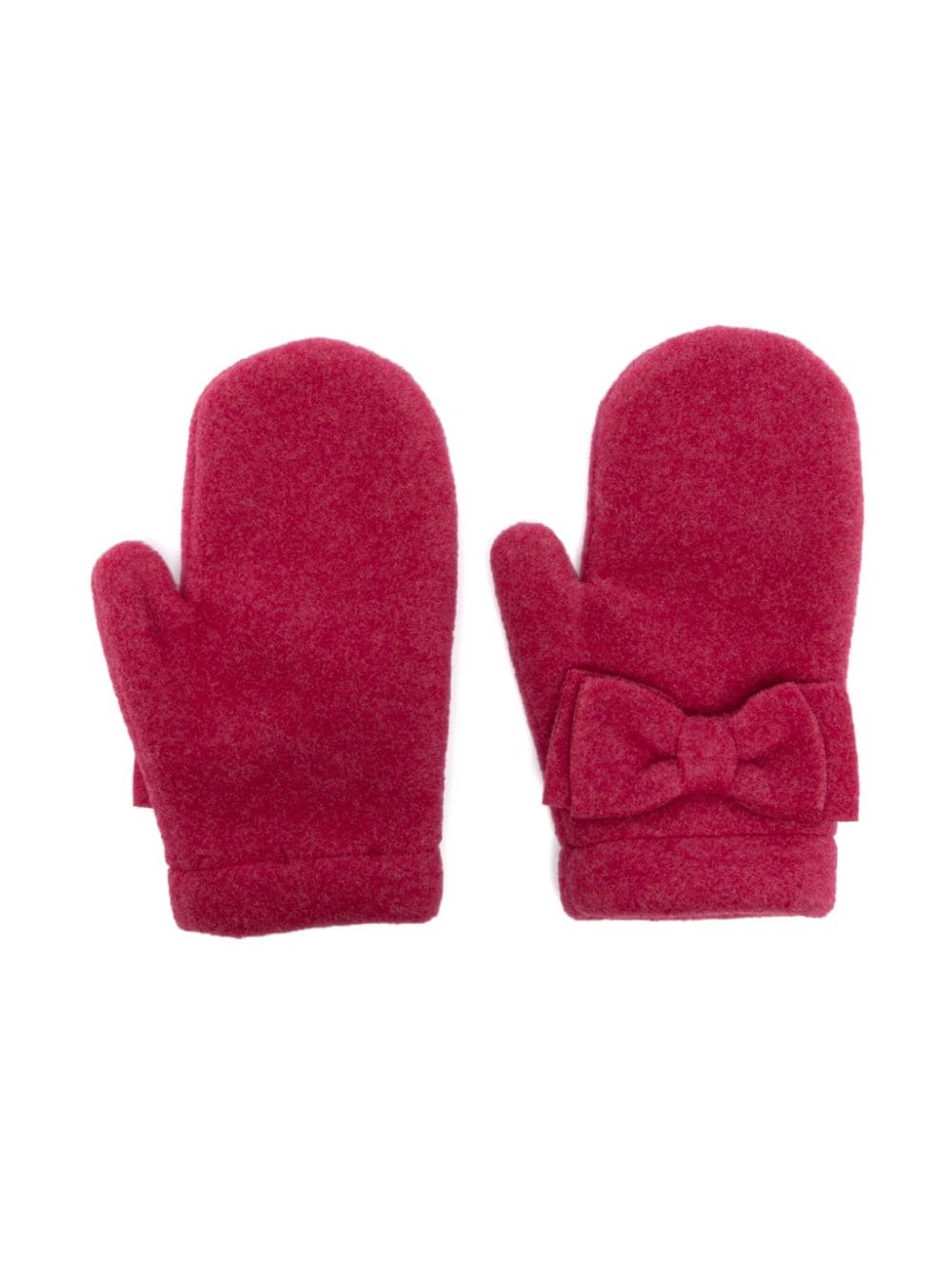 Il Gufo bow-detail knitted mittens - Red von Il Gufo