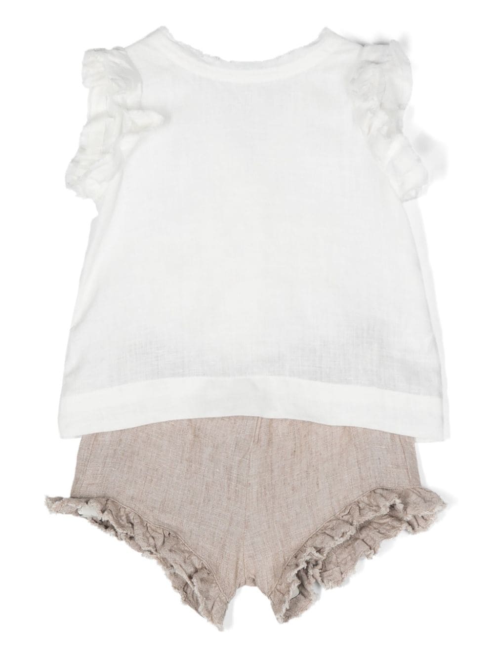 Il Gufo bow-detailing linen short set - White von Il Gufo