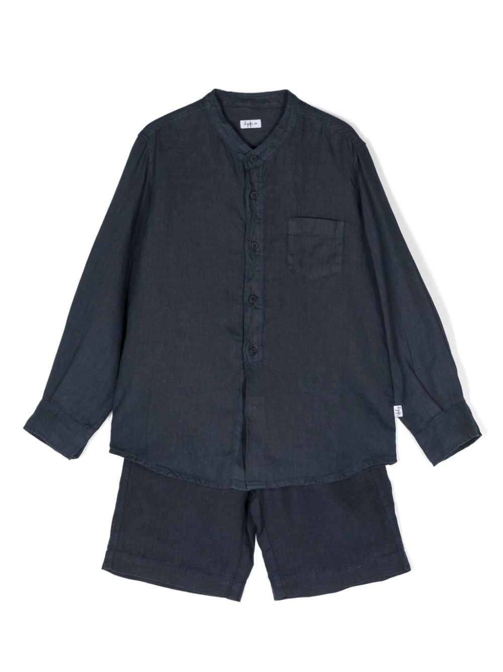 Il Gufo button-up linen shorts set - Blue von Il Gufo