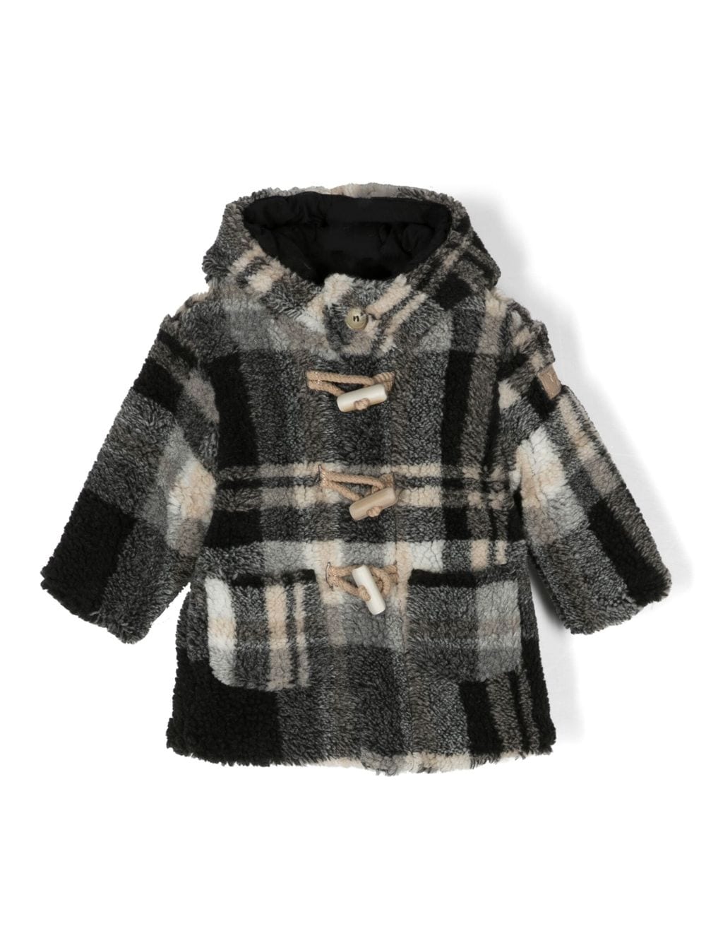 Il Gufo check-pattern fleece-texture coat - Black von Il Gufo