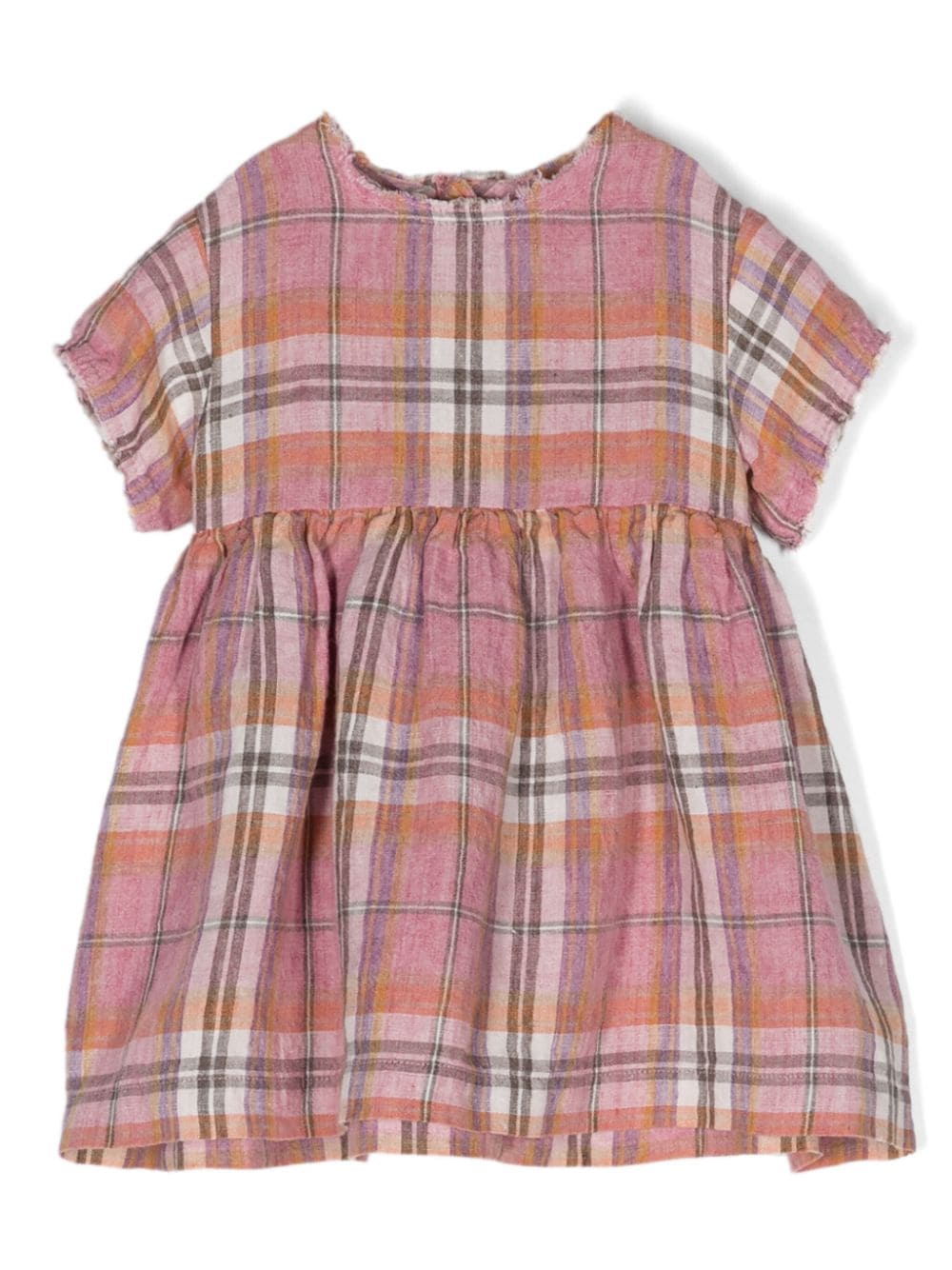 Il Gufo check-pattern linen dress - Pink von Il Gufo