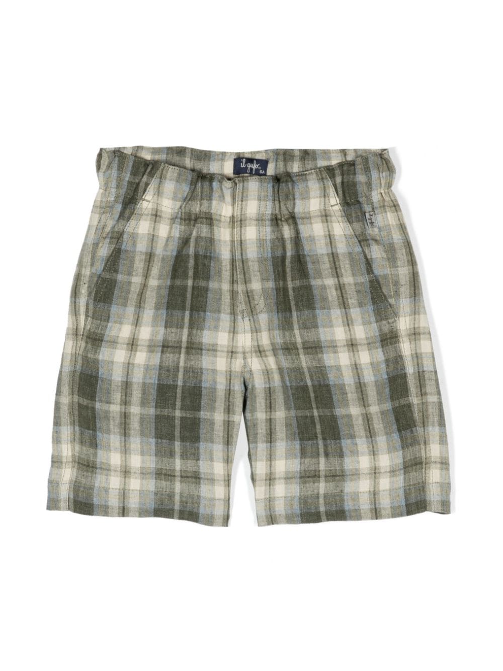 Il Gufo check-pattern linen-flax shorts - Green von Il Gufo