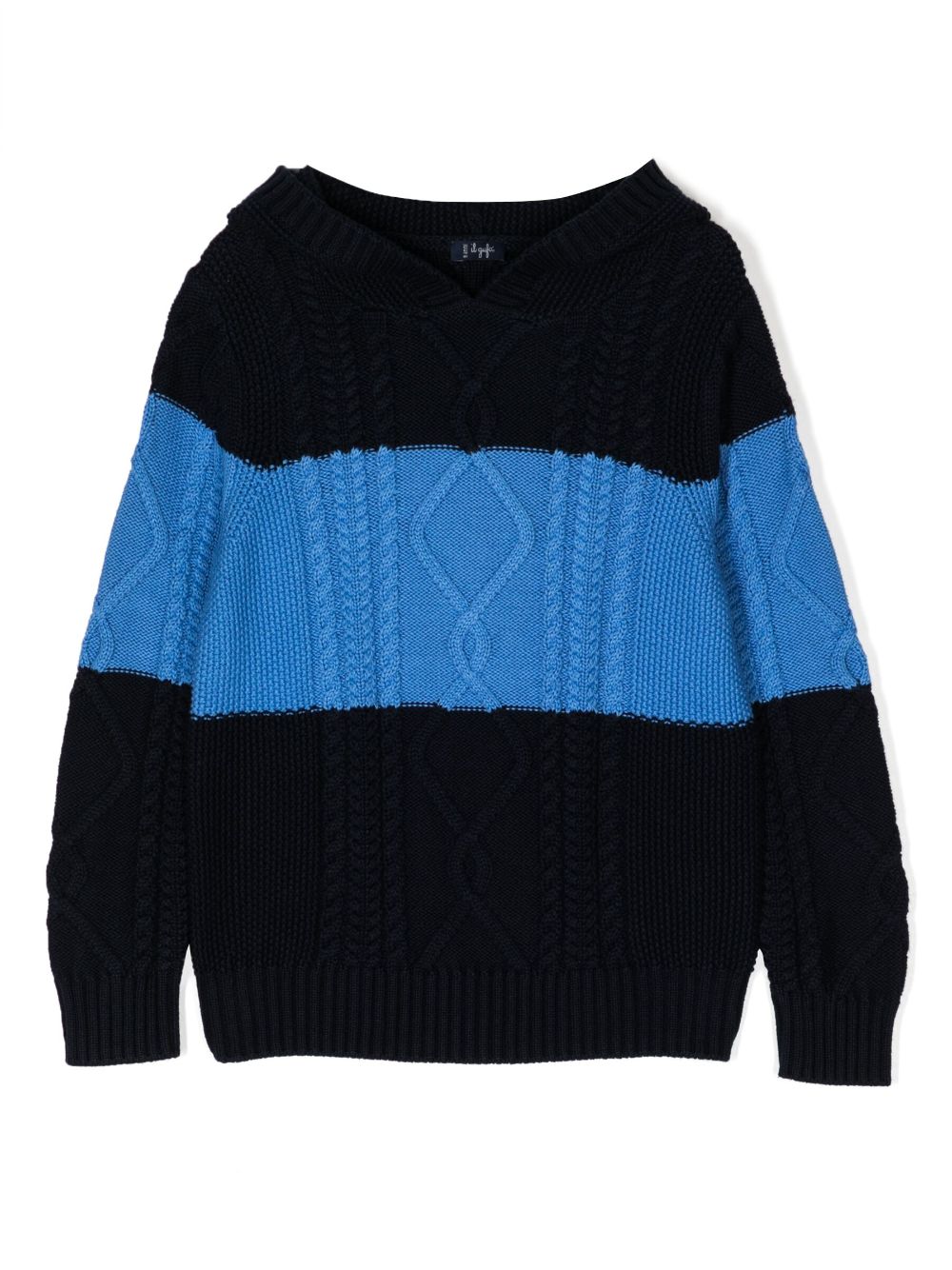 Il Gufo colour-block cable-knit jumper - Black von Il Gufo