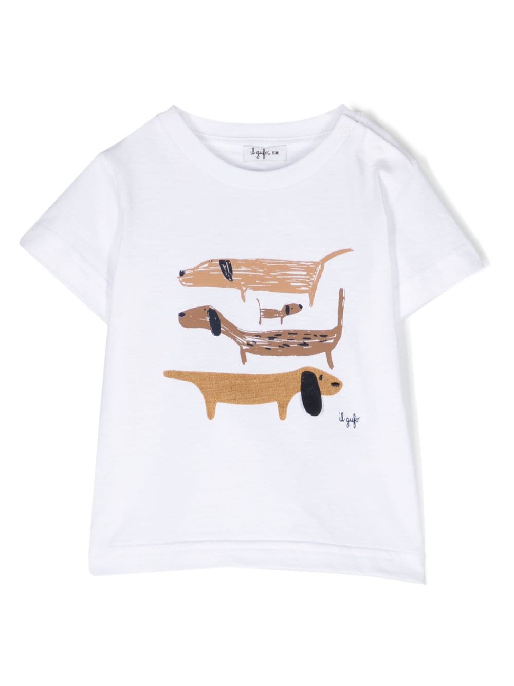 Il Gufo dog-print cotton T-shirt - White von Il Gufo