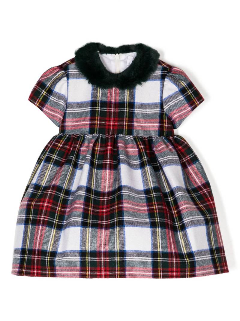 Il Gufo faux-fur collar check-pattern dress - Multicolour von Il Gufo