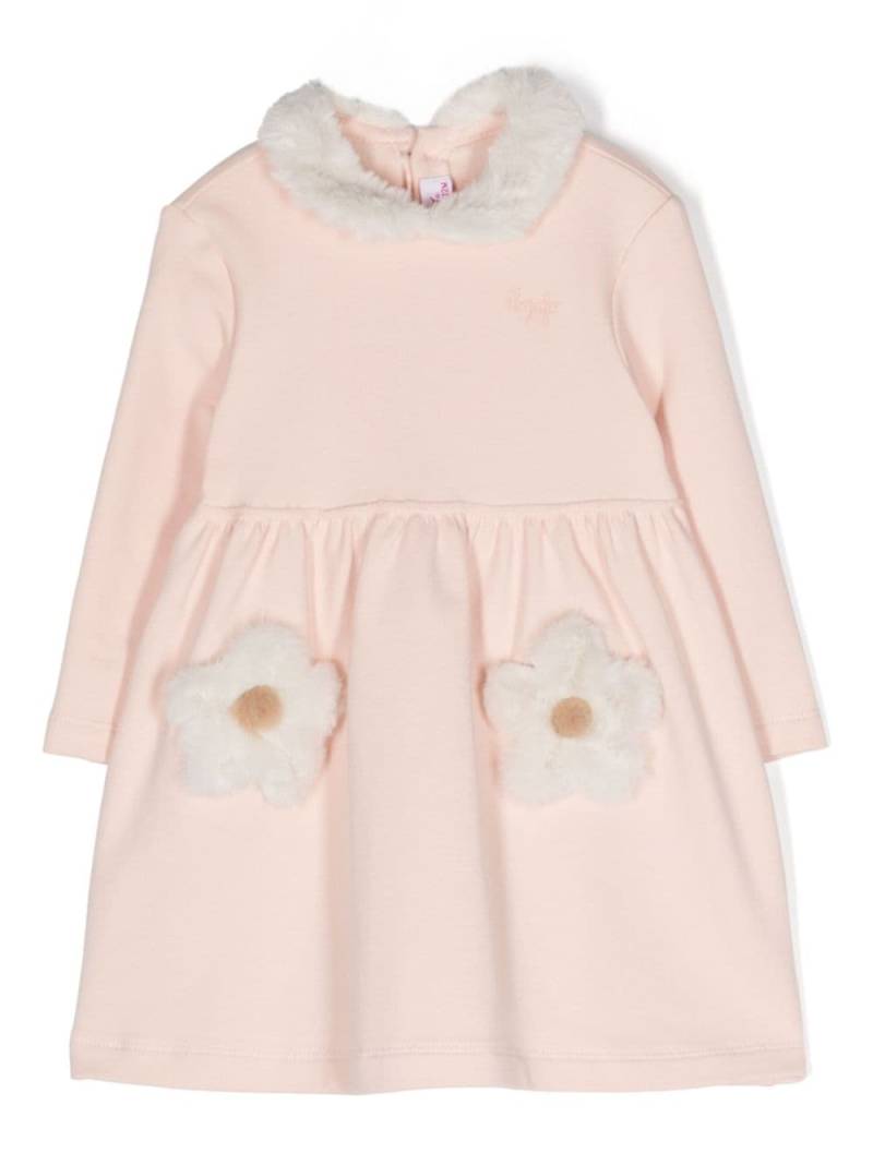 Il Gufo faux-fur floral-patch dress - Pink von Il Gufo