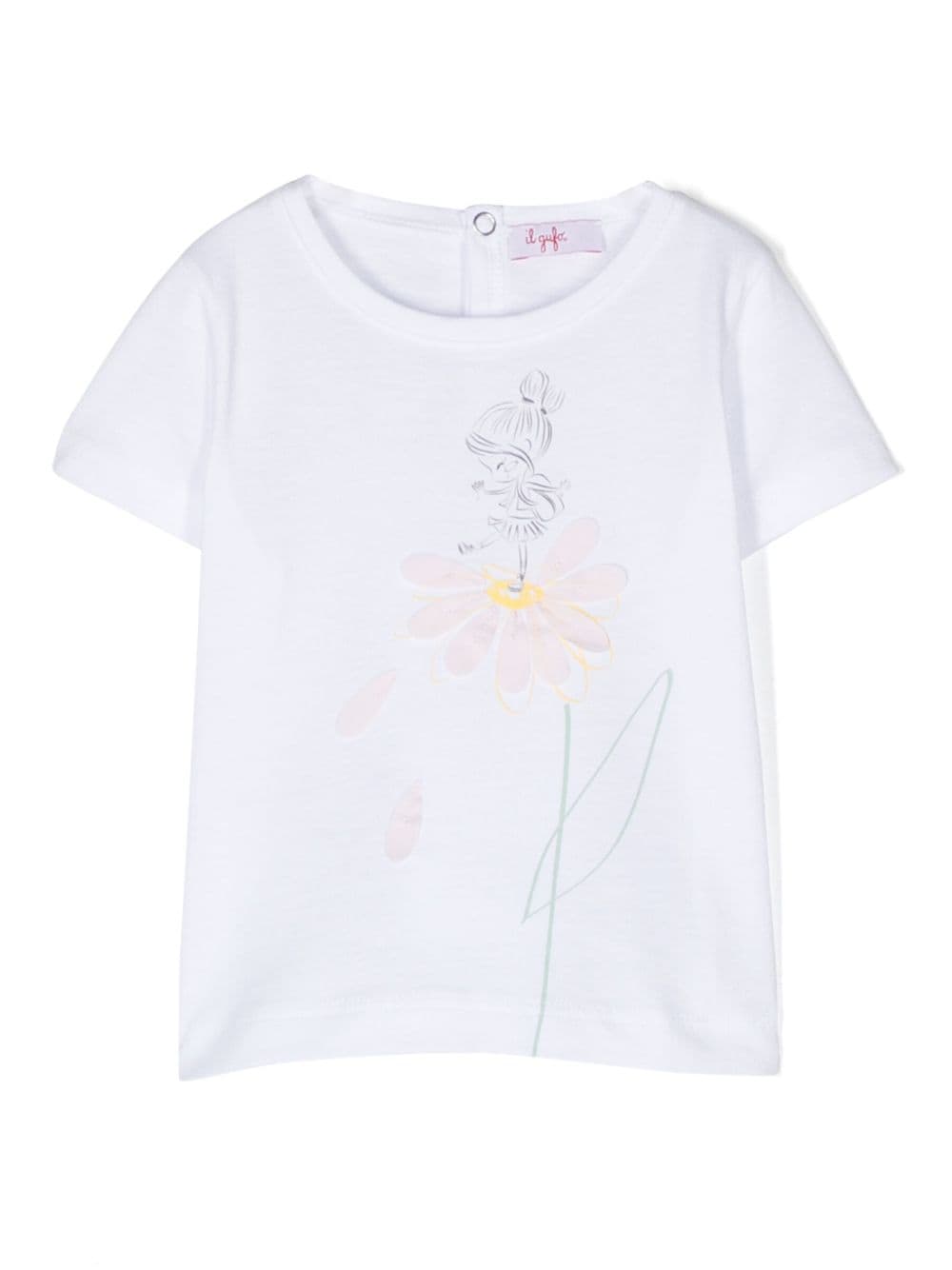 Il Gufo floral-appliqué cotton T-shirt - White von Il Gufo