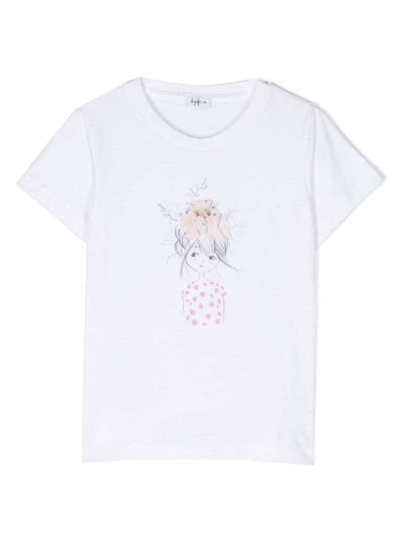 Il Gufo floral-appliqué cotton T-shirt - White von Il Gufo