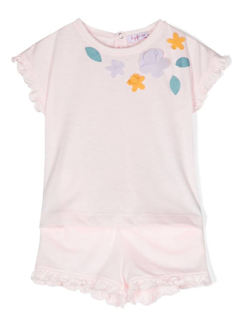 Il Gufo floral-appliqué cotton shorts set - Pink von Il Gufo