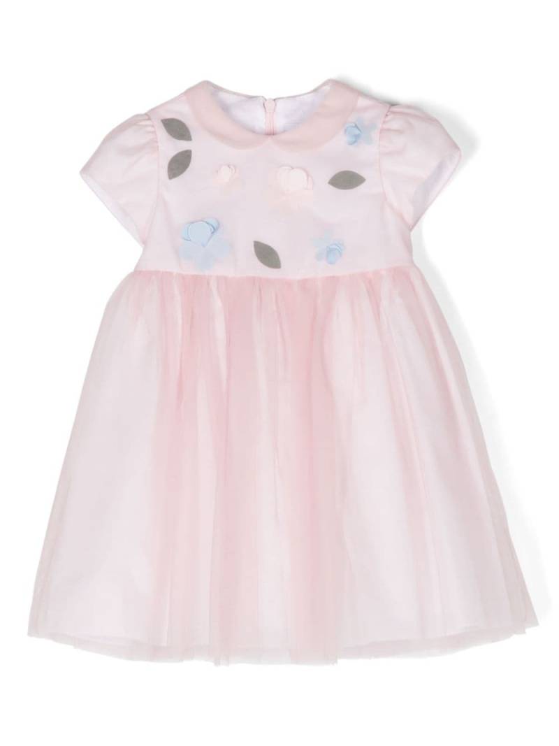 Il Gufo floral-appliqué tulle dress - Pink von Il Gufo