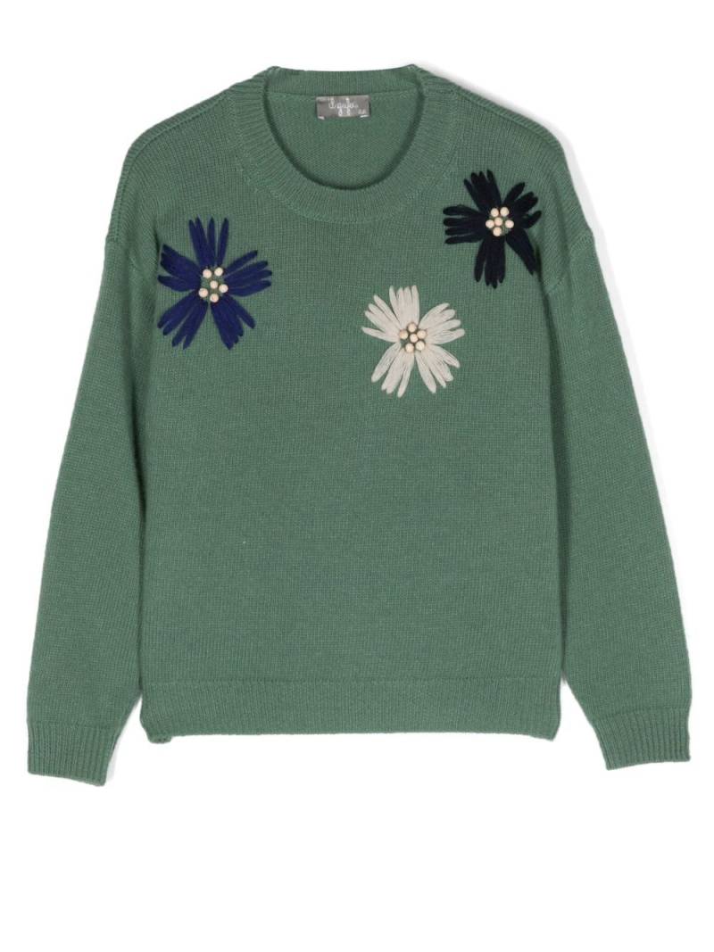 Il Gufo floral-embroidered wool jumper - Green von Il Gufo