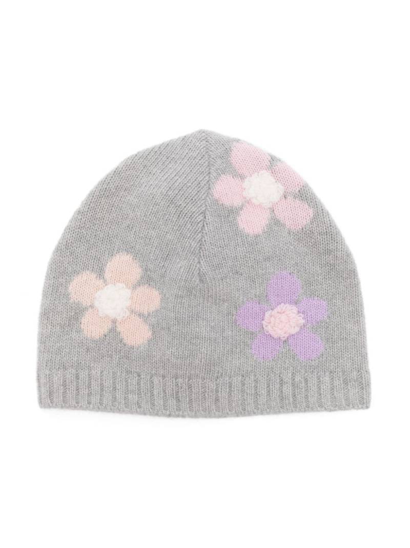 Il Gufo floral-knit beanie - Grey von Il Gufo