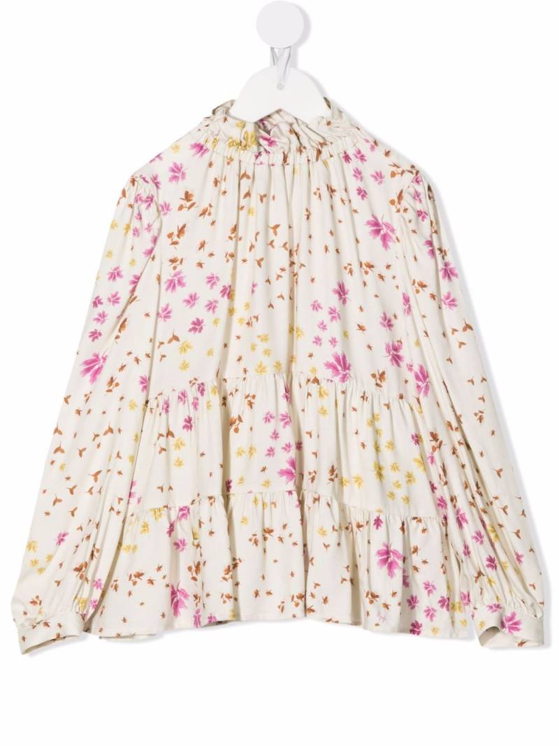 Il Gufo floral-print panelled blouse - Neutrals von Il Gufo