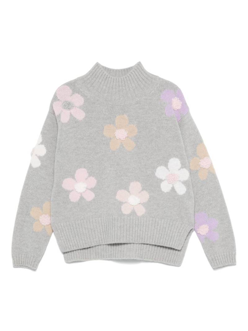 Il Gufo flower-motif wool sweater - Grey von Il Gufo