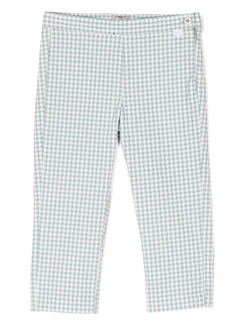 Il Gufo gingham check-pattern cotton-blend trousers - Blue von Il Gufo