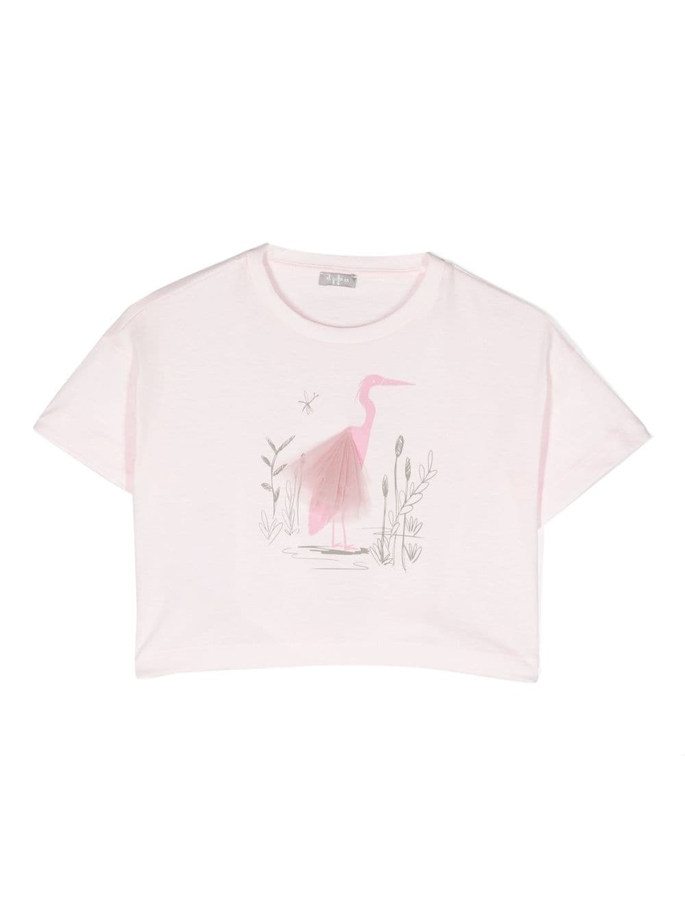 Il Gufo illustration-print cropped T-shirt - Pink von Il Gufo