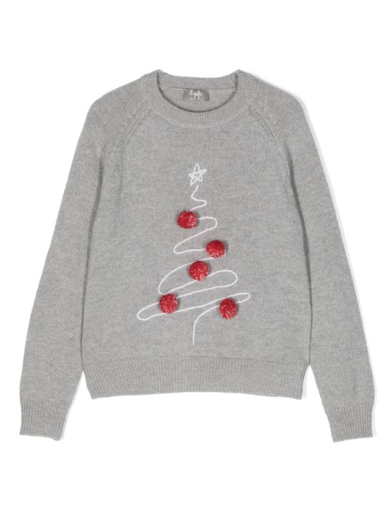 Il Gufo illustration-print pompom wool sweatshirt - Grey von Il Gufo