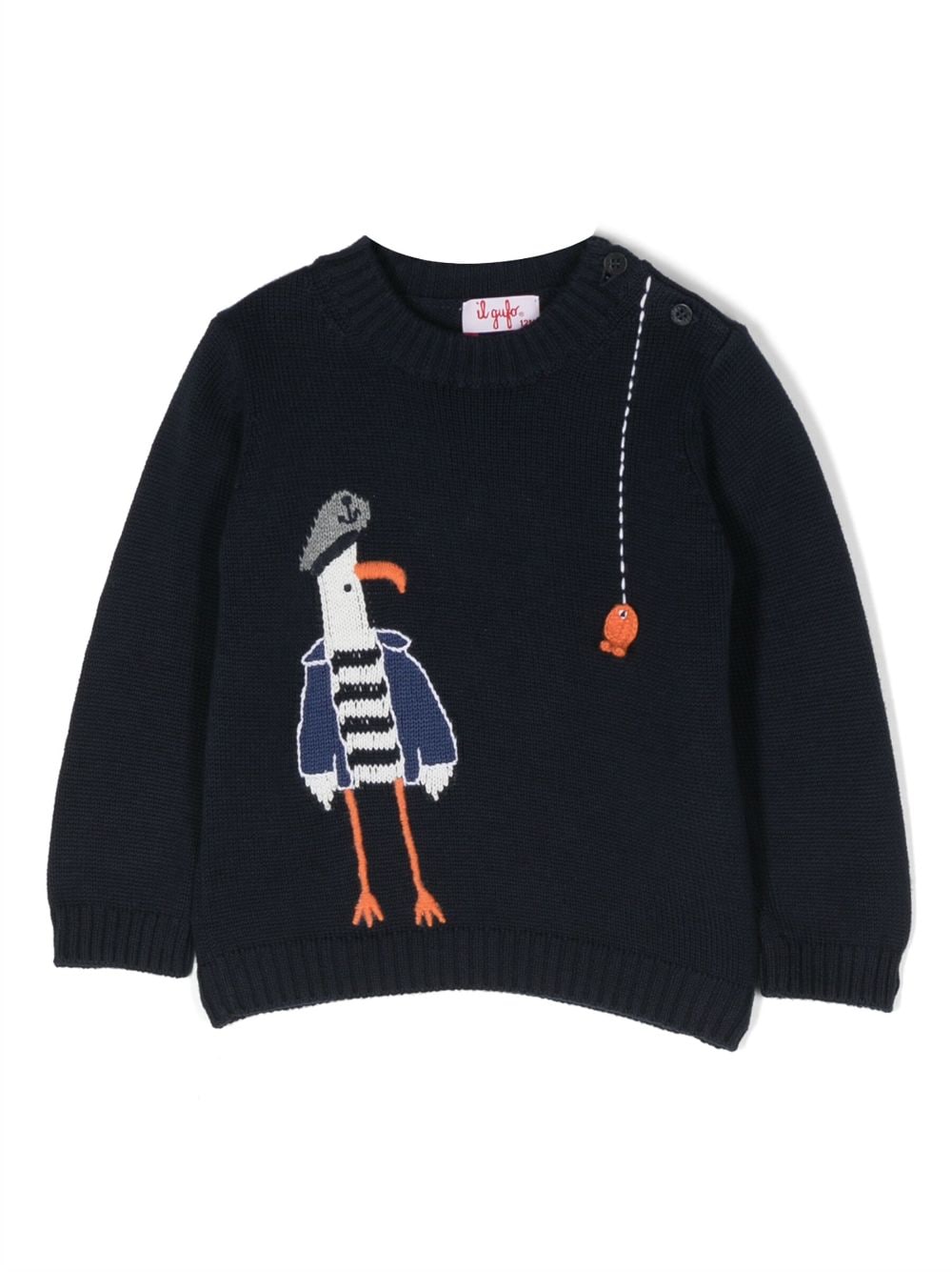 Il Gufo intarsia-knit buttoned jumper - Blue von Il Gufo