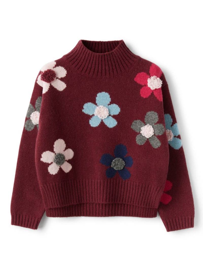 Il Gufo intarsia-knit floral jumper - Red von Il Gufo