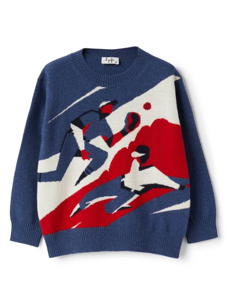 Il Gufo intarsia-knit jumper - Blue von Il Gufo