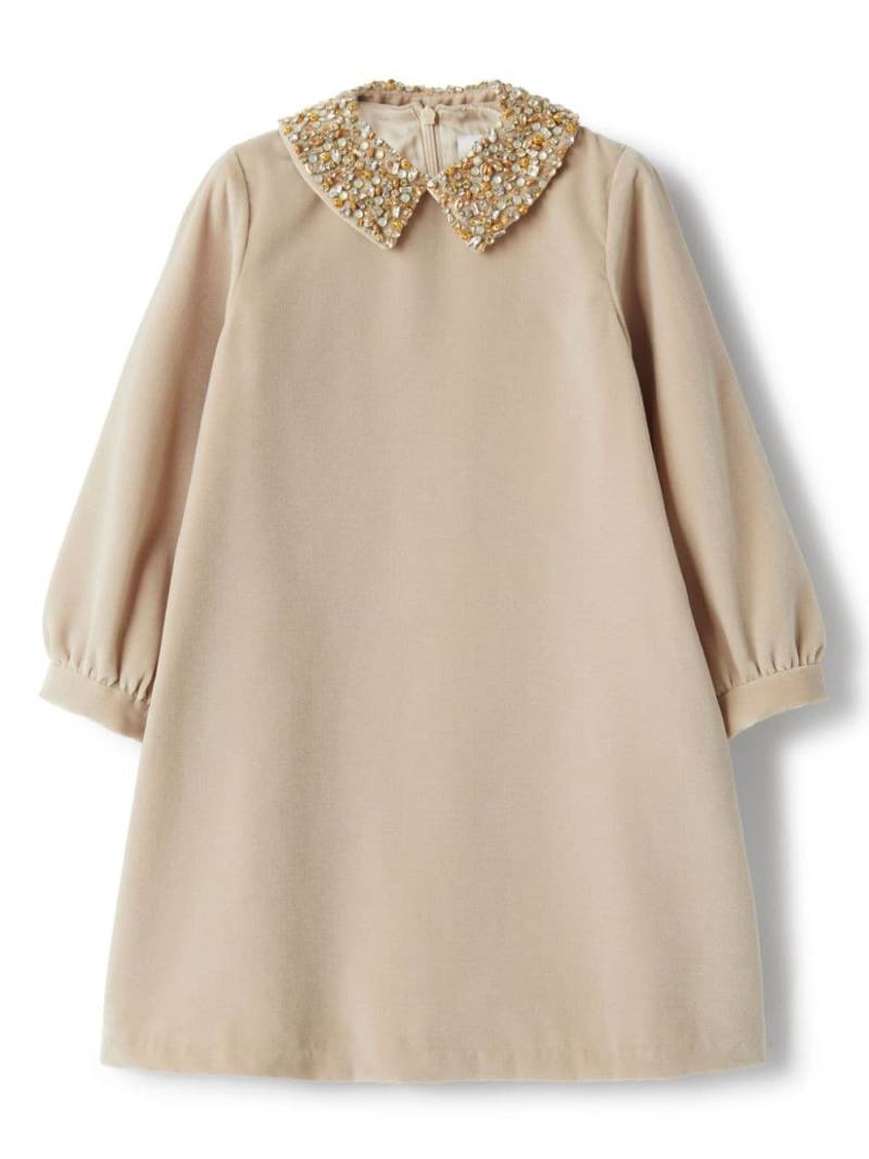 Il Gufo jewelled collar dress - Neutrals von Il Gufo