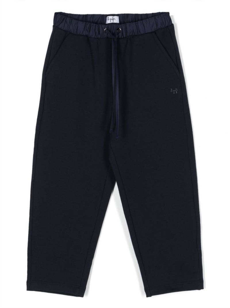 Il Gufo logo-appliqué jersey trousers - Blue von Il Gufo