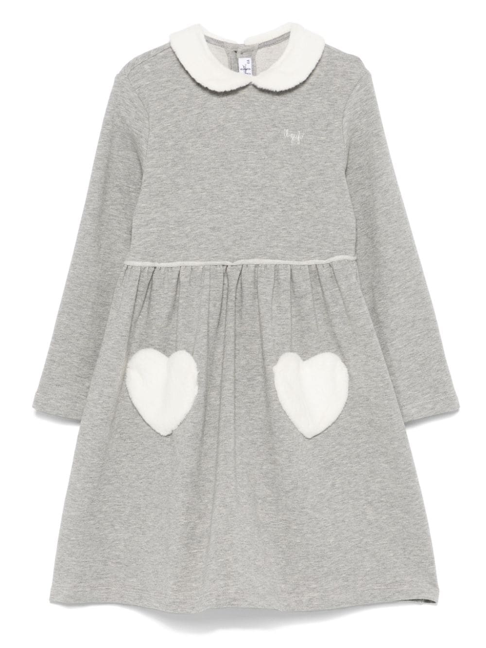 Il Gufo logo-embroidered dress - Grey von Il Gufo