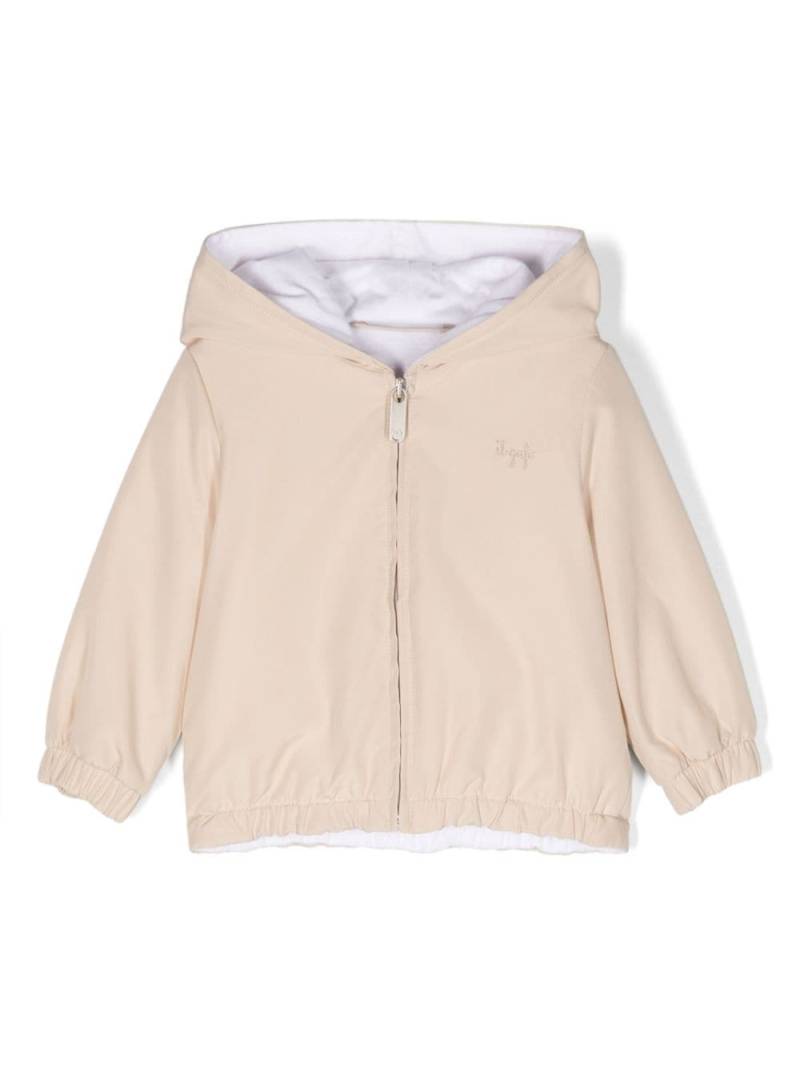 Il Gufo logo-embroidered hooded bomber jacket - Neutrals von Il Gufo