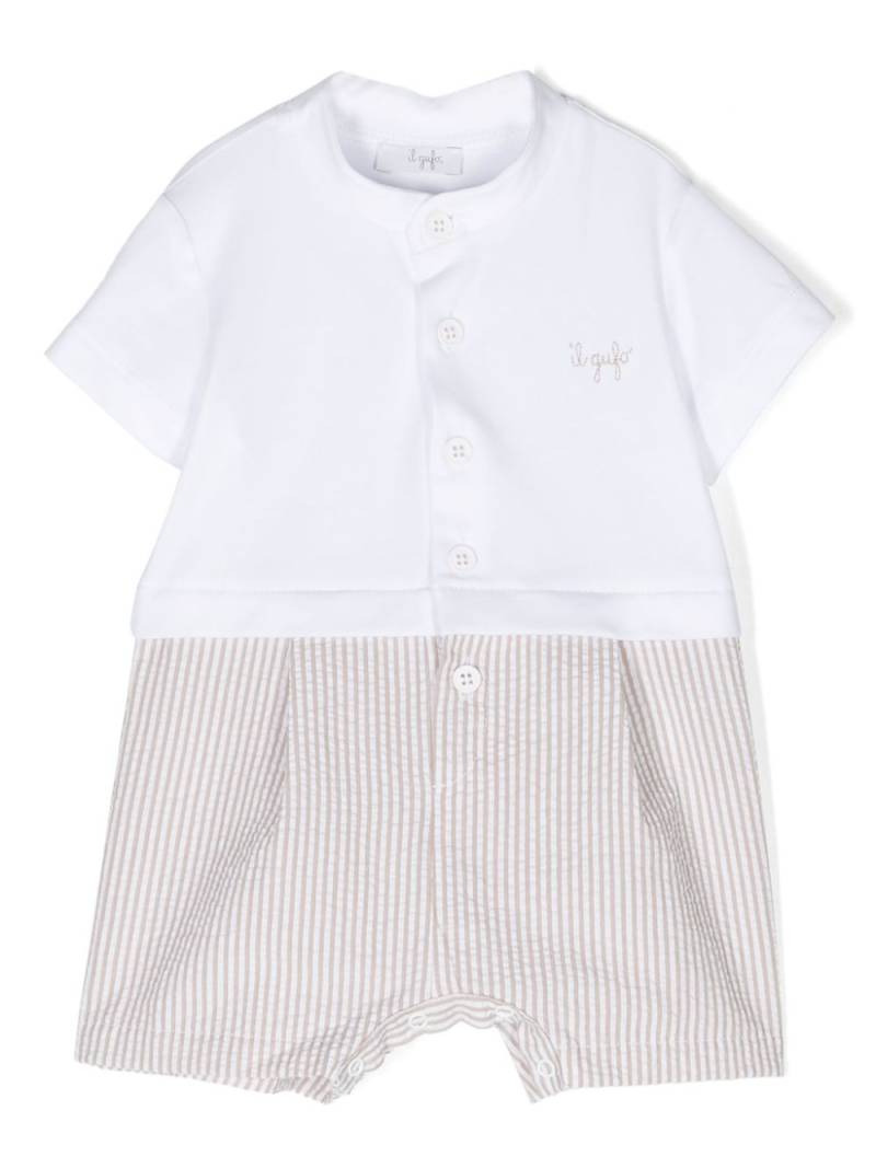 Il Gufo logo-embroidered striped romper - Neutrals von Il Gufo