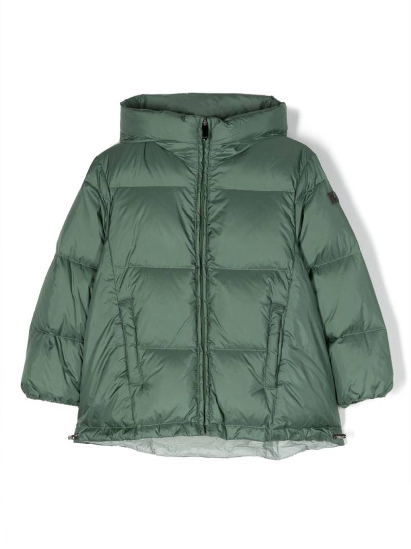 Il Gufo logo-patch padded coat - Green von Il Gufo