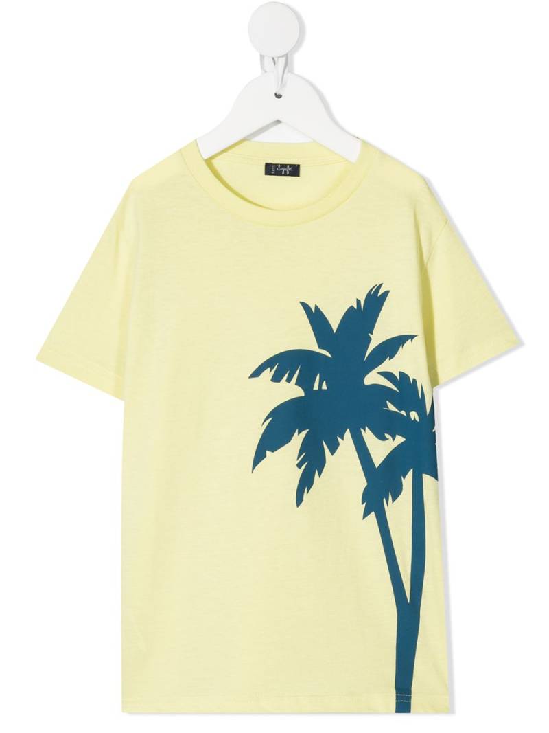 Il Gufo palm tree-print cotton T-shirt - Yellow von Il Gufo