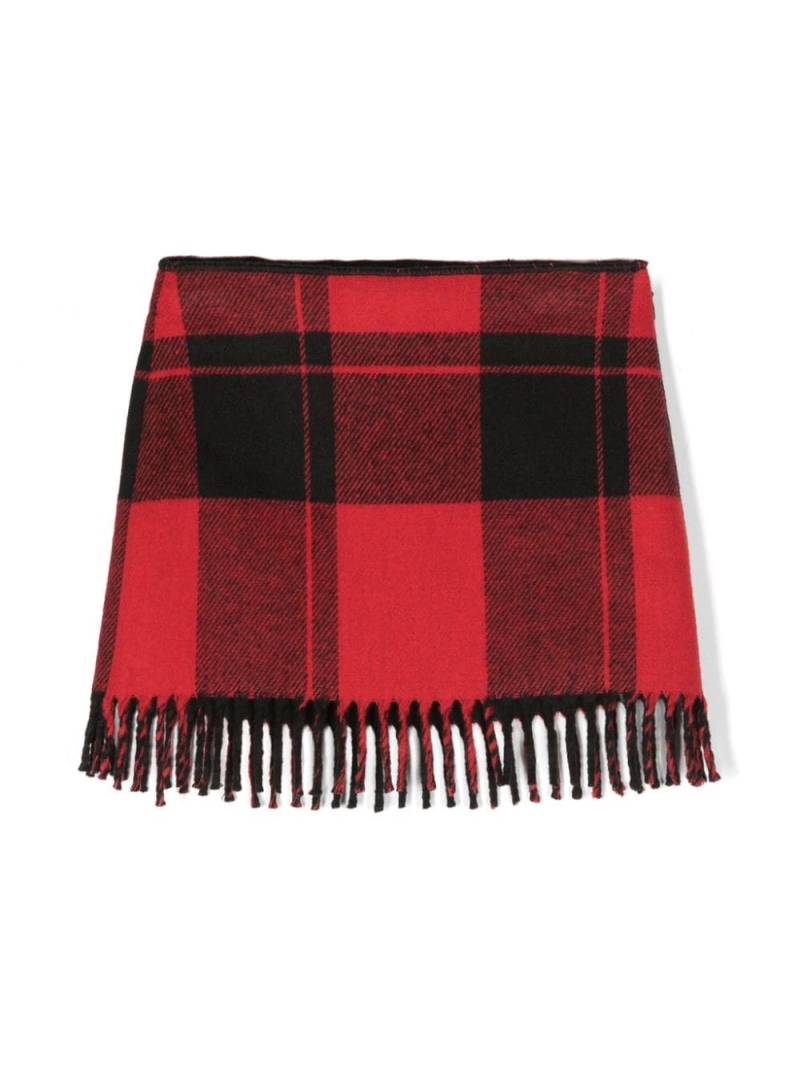 Il Gufo plaid-check fringed skirt - Red von Il Gufo