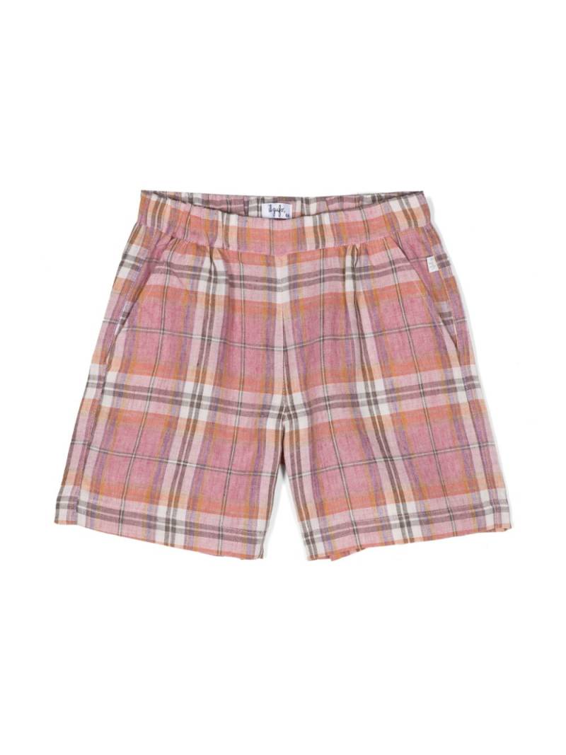 Il Gufo plaid-check linen shorts - Pink von Il Gufo