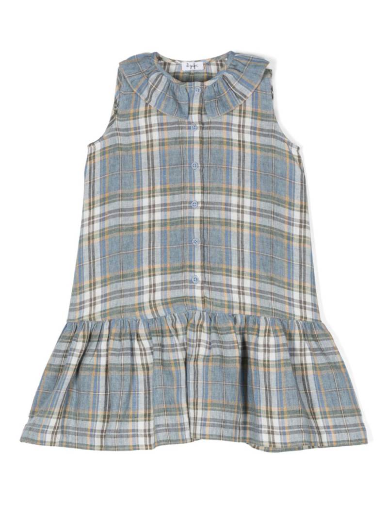 Il Gufo plaid ruffle midi dress - Blue von Il Gufo