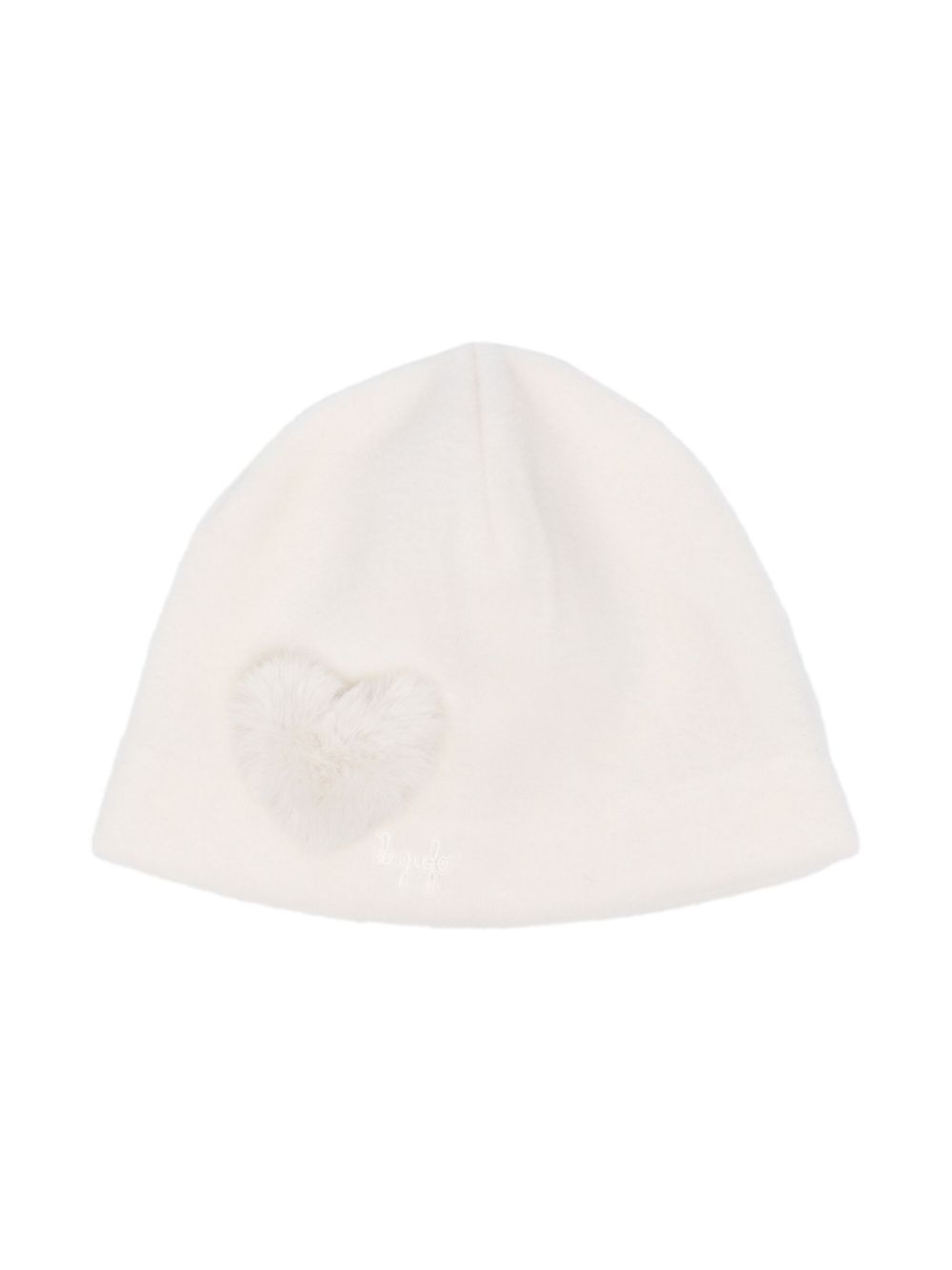 Il Gufo pompom-detail logo-embroidered knitted hat - White von Il Gufo