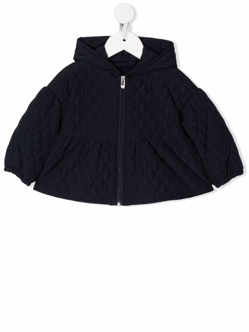 Il Gufo quilted zip-up hooded jacket - Blue von Il Gufo