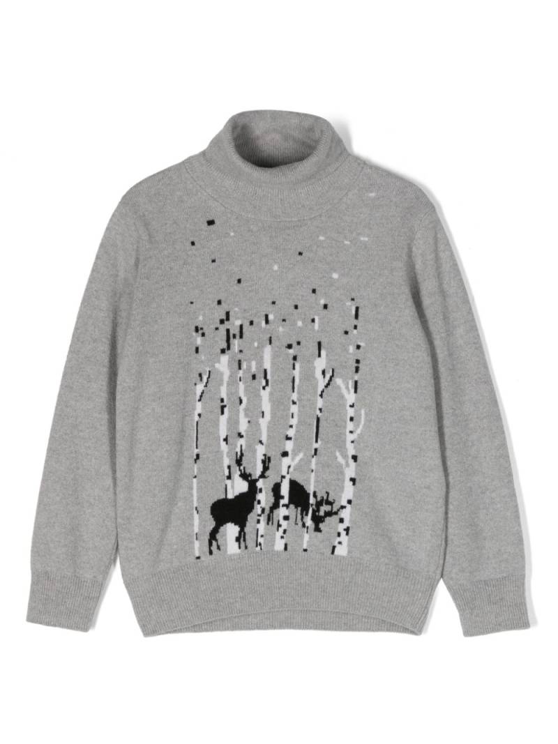 Il Gufo reindeer intarsia-knit jumper - Grey von Il Gufo