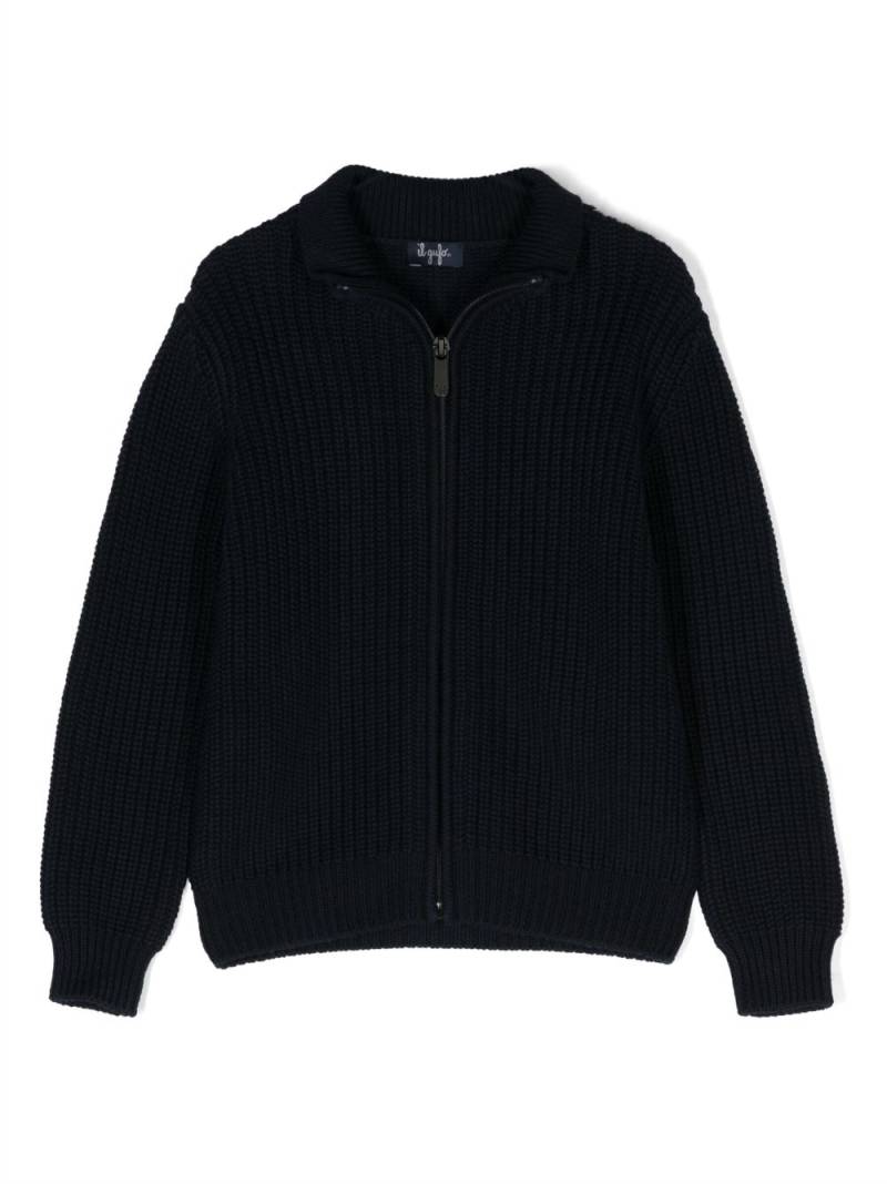 Il Gufo zipped knitted cardigan - Blue von Il Gufo