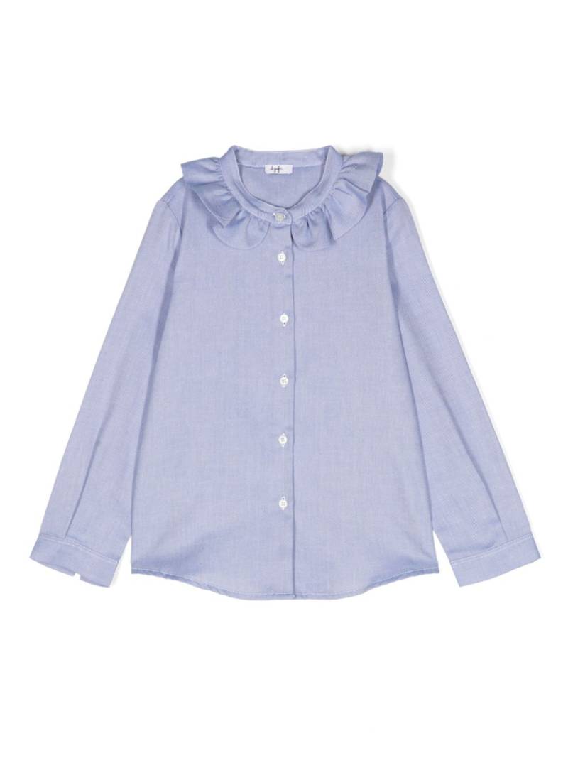 Il Gufo ruffle-collar cotton shirt - Blue von Il Gufo