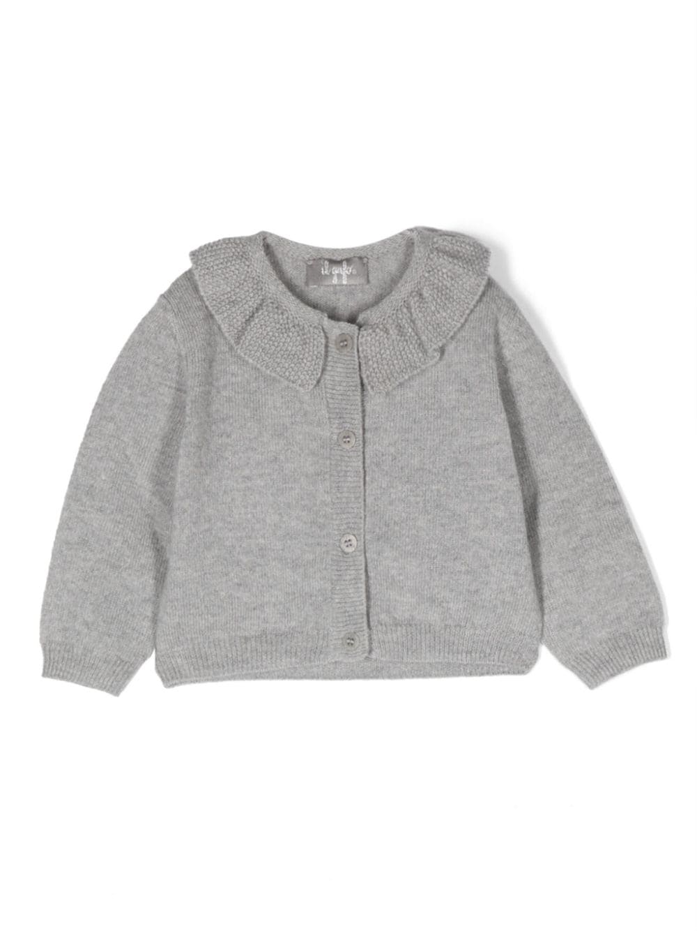 Il Gufo ruffled-trim buttoned cardigan - Grey von Il Gufo