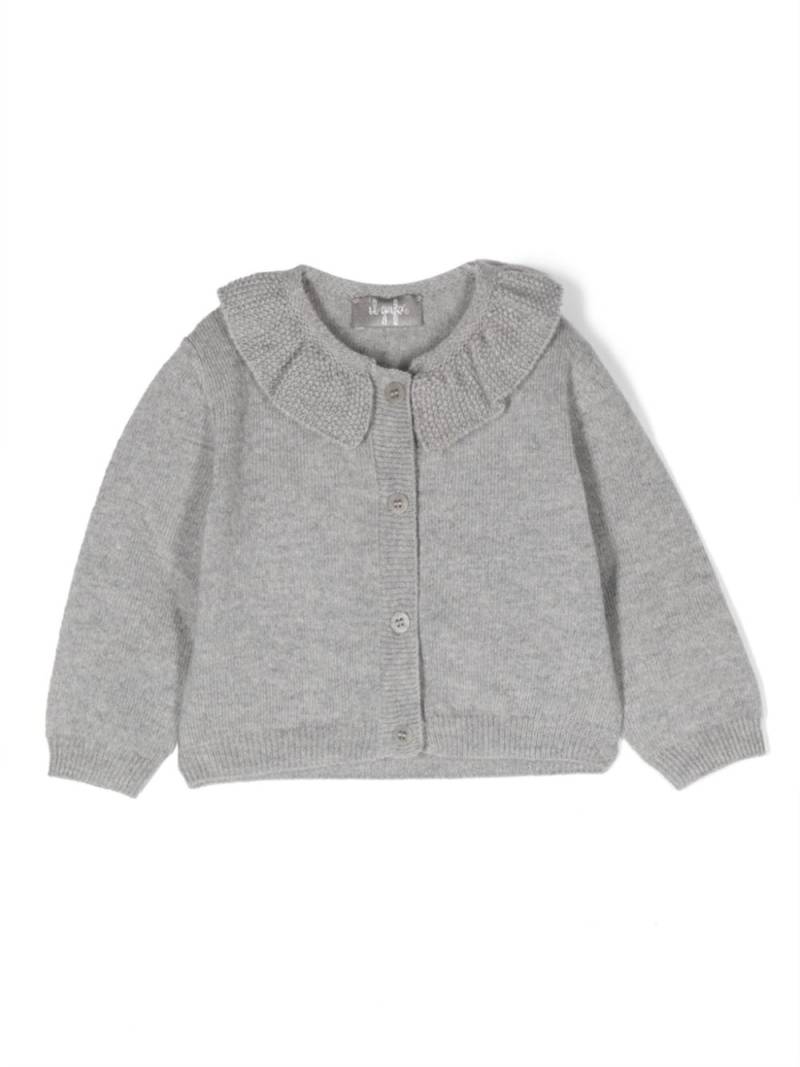 Il Gufo ruffled-trim buttoned cardigan - Grey von Il Gufo