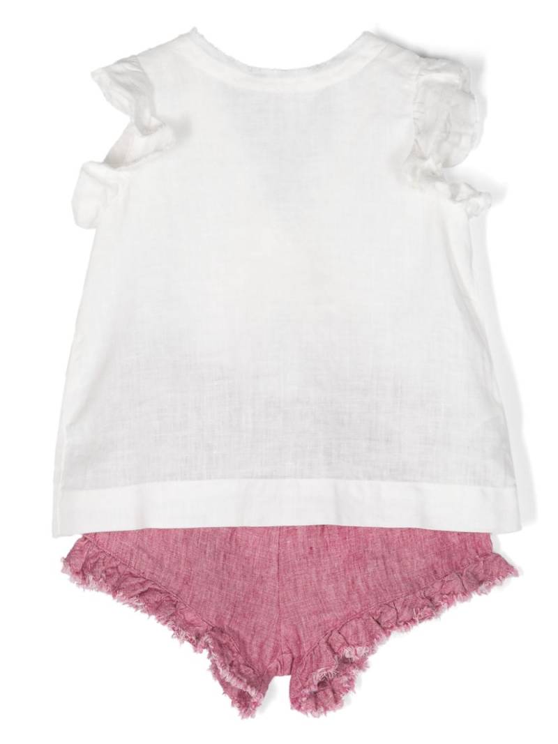 Il Gufo ruffled-trim linen short set - White von Il Gufo