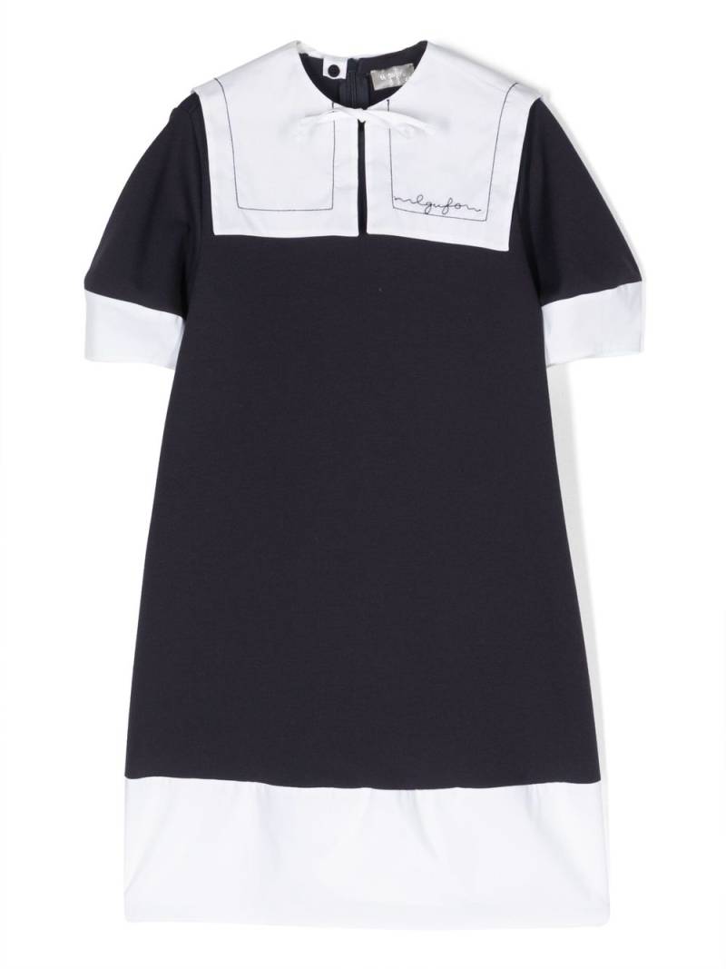 Il Gufo short-sleeve bib-collar dress - Blue von Il Gufo