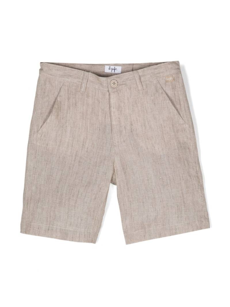 Il Gufo straight-leg linen shorts - Brown von Il Gufo