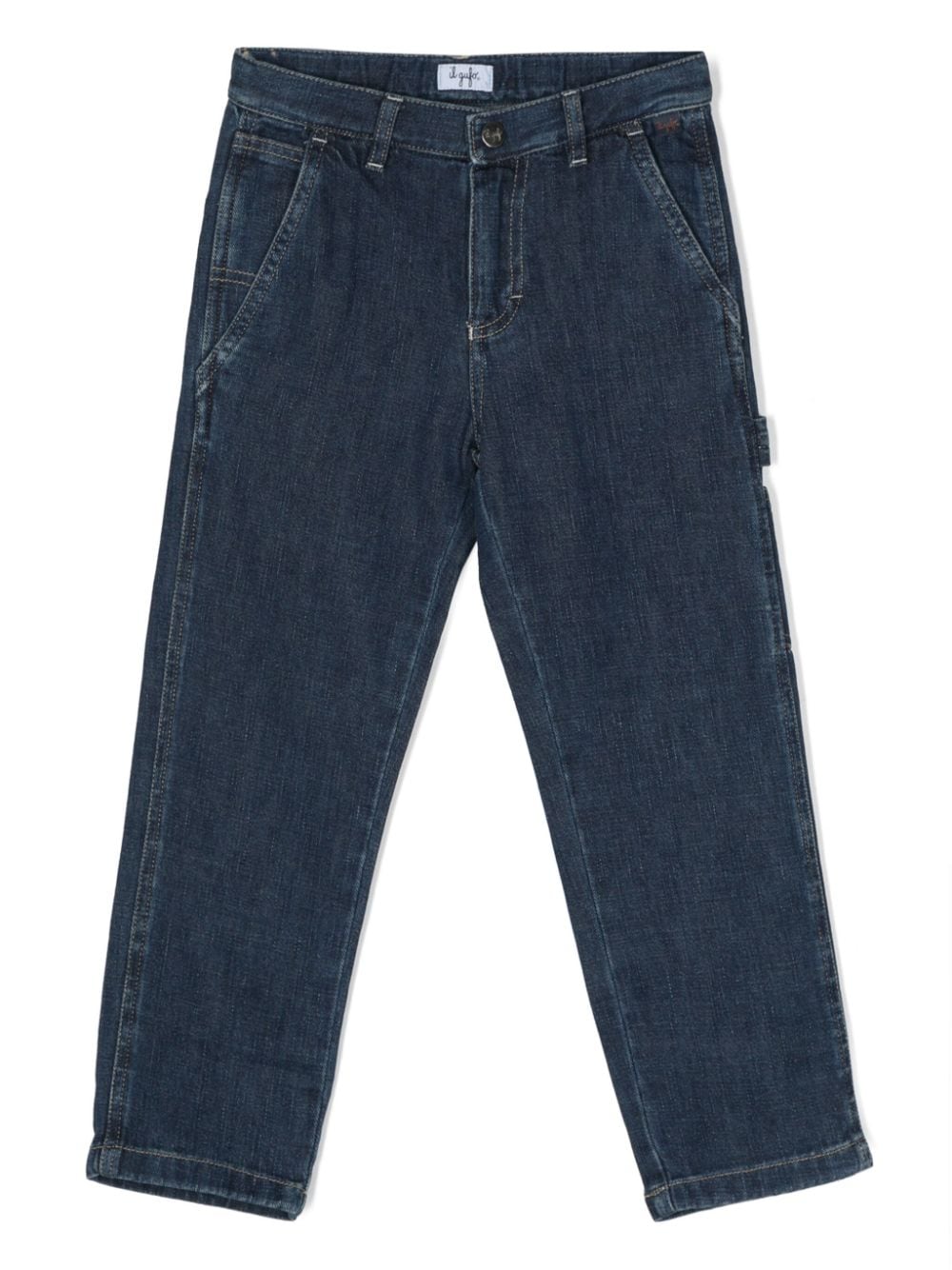 Il Gufo strap-detail cotton jeans - Blue von Il Gufo